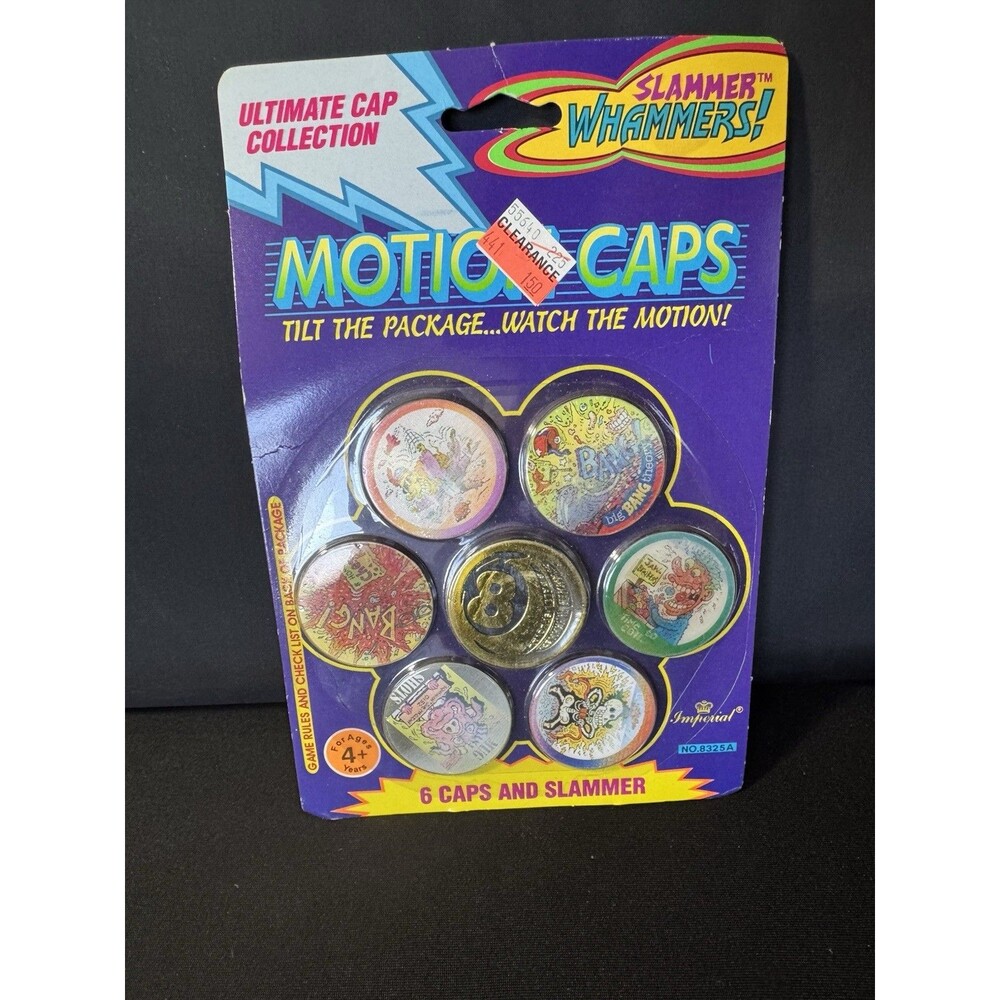 1994 POGS Sealed MOTION CAPS SLAMMER WHAMMERS - 6 cap 1 slammer Lenticular